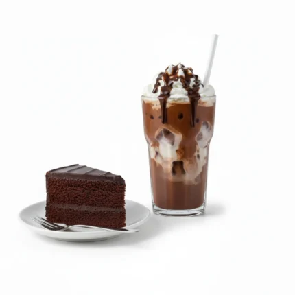 Ice chocolate with dessert